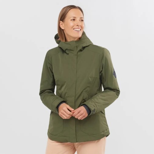 Olive Salomon Snow Rebel Insulated Hoodie Women's Ski Jackets | PH 64832N